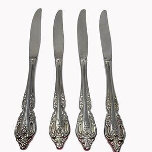 Oneida Brahms Stainless Steel Flatware Knives Set Of 4 Ornate Design